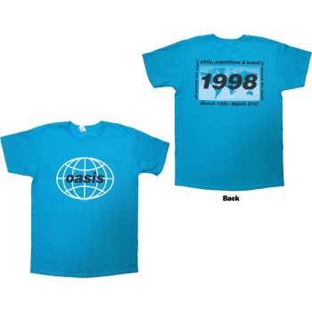 Merch Oasis: Oasis Unisex T-shirt: 1998 World Tour - South America (blue) (back Print) (small) S