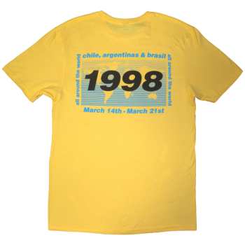 Merch Oasis: Oasis Unisex T-shirt: 1998 World Tour - South America (yellow) (back Print) (small) S