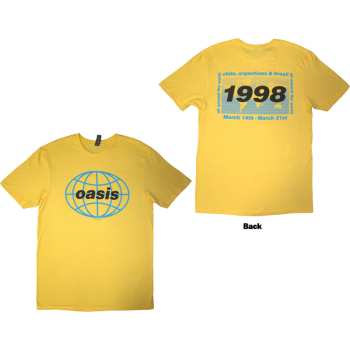 Merch Oasis: Oasis Unisex T-shirt: 1998 World Tour - South America (yellow) (back Print) (small) S