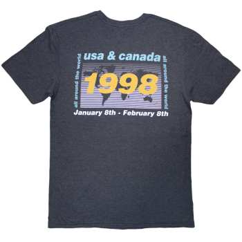 Merch Oasis: Oasis Unisex T-shirt: 1998 World Tour - Usa/canada (navy Blue) (back Print) (small) S