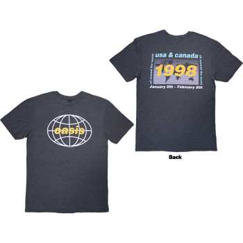 Merch Oasis: Oasis Unisex T-shirt: 1998 World Tour - Usa/canada (navy Blue) (back Print) (small) S