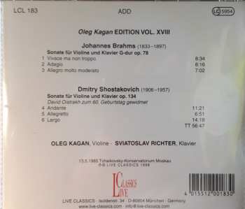 CD Johannes Brahms: Sonatas For Violin And Piano