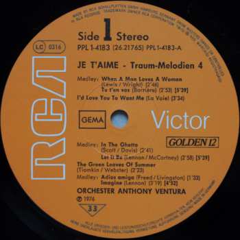 LP Orchester Anthony Ventura: Je T'aime 4 - Traum-Melodien
