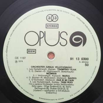 LP Juraj Velčovský A Jeho Orchester: Orchester Juraja Velčovského