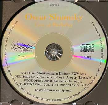 CD Oscar Shumsky: Live At Berkeley