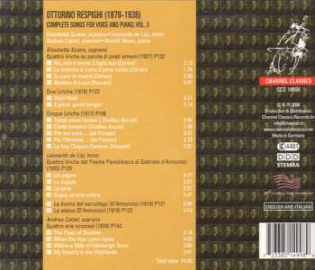CD Ottorino Respighi: Integrale Delle Liriche Per Canto E Pianoforte - Complete Songs For Voice And Piano Volume 3