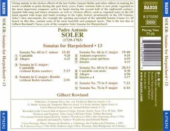 CD Padre Antonio Soler: Sonatas For Harpsichord, Volume 13