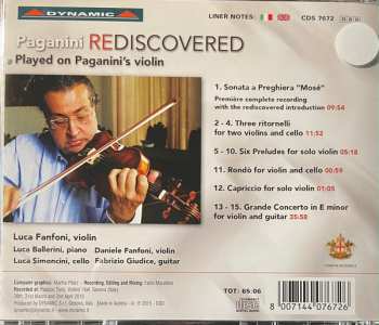 CD Niccolò Paganini: Rediscovered . Played On Paganini's Violin