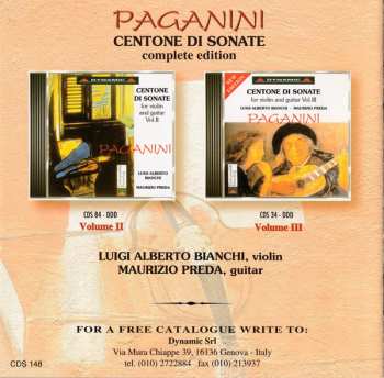 3CD/Dobozkészlet Niccolò Paganini: Centone Di Sonate For Violin And Guitar - Complete Edition