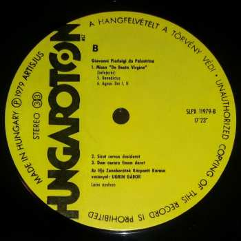 LP Giovanni Pierluigi da Palestrina: Missa "De Beata Vergine" / Sicut Cervus / Dum Aurora