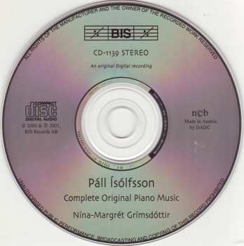 CD Páll Ísólfsson: Complete Original Piano Music