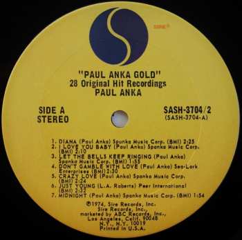 2LP Paul Anka: Paul Anka Gold