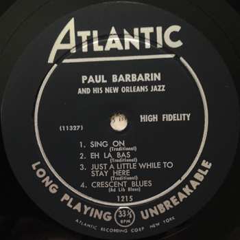 LP Paul Barbarin: Paul Barbarin And His New Orleans Jazz