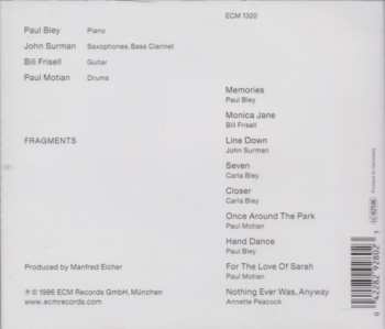 CD Paul Bley: Fragments