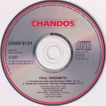 CD Paul Hindemith: Cello Concerto/4 Temperaments