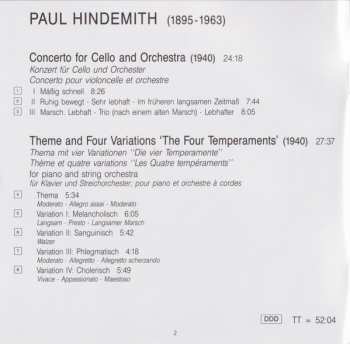 CD Paul Hindemith: Cello Concerto/4 Temperaments