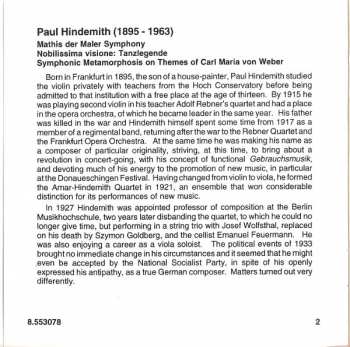 CD Paul Hindemith: Mathis Der Maler Symphony, Nobilissima Visione, Symphonic Metamorphosis