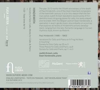 CD Paul Hindemith: Sonata For Solo Cello, Works For Cello And Piano