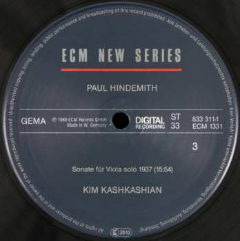 3LP/Dobozkészlet Paul Hindemith: Sonatas For Viola / Piano And Viola Alone