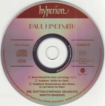 CD Paul Hindemith: Symphonic Metamorphosis After Themes By Carl Maria Von Weber ∙ Konzertmusik For Brass And Strings ∙ Mathis Der Maler