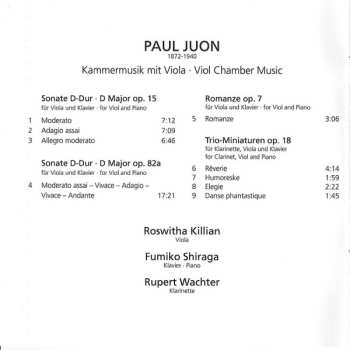CD Paul Juon: Kammermusik Mit Viola = Viol Chamber Music
