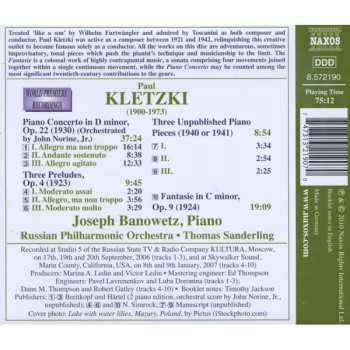 CD Paul Kletzki: Piano Concerto • Three Preludes • Three Piano Pieces • Fantasie