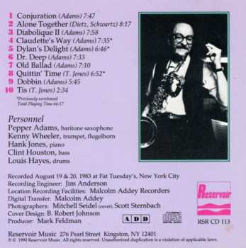 CD Pepper Adams: Conjuration - Fat Tuesday's Session