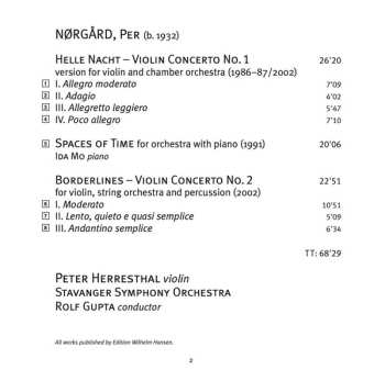 CD Per Nørgård: Violin Concerts 1 & 2 - Spaces In Time