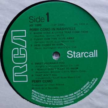 LP Perry Como: Perry Como In Nashville