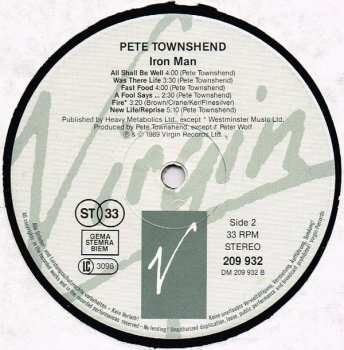 LP Pete Townshend: The Iron Man (The Musical By Pete Townshend)