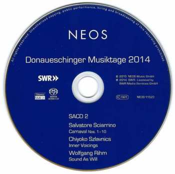 DVD/Dobozkészlet/SACD Wolfgang Rihm: Donaueschinger Musiktage 2014