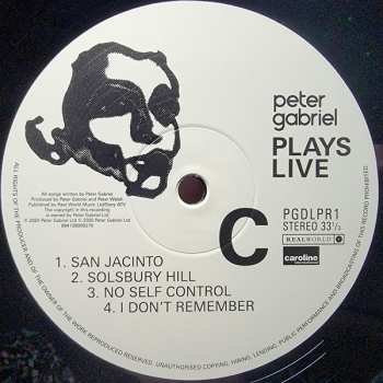 2LP Peter Gabriel: Plays Live