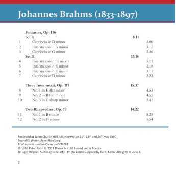 CD Johannes Brahms: Brahms Piano Music