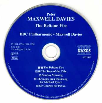 CD BBC Philharmonic: The Beltane Fire / The Turn Of The Tide / Sir Charles His Pavan
