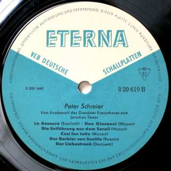 LP Peter Schreier: Vom Knabenalt Des Dresdner Kreuzchores Zum Lyrischen Tenor