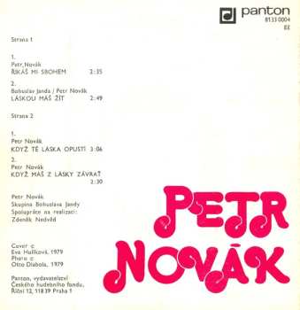 SP Petr Novák: Říkáš Mi Sbohem / Láskou Máš Žít / Když Tě Opustí Láska / Když Máš Z Lásky Závrať