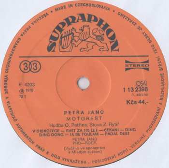 LP Petra Janů: Motorest