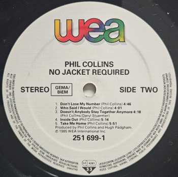 LP Phil Collins: No Jacket Required