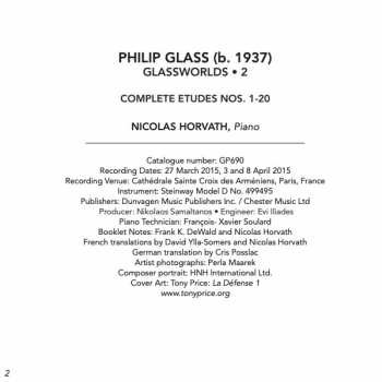 CD Philip Glass: Glassworlds 2 - Complete Etudes Nos. 1-20
