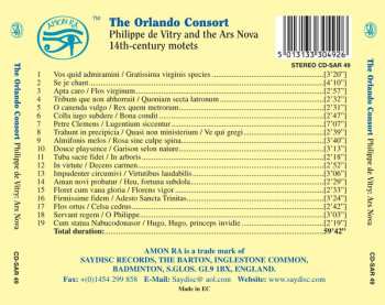 CD Orlando Consort: Philippe de Vitry And The Ars Nova / 14th-century Motets