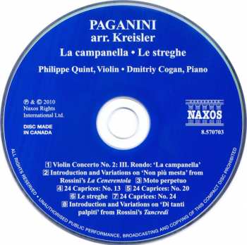 CD Philippe Quint: Arrangements For Violin & Piano