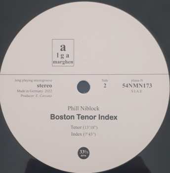 LP Phill Niblock: Boston III / Tenor / Index