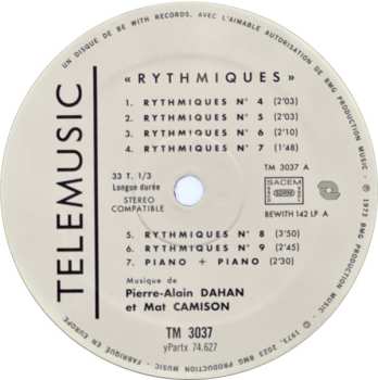LP Pierre-Alain Dahan: Rythmiques