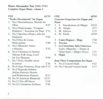 3CD Pietro Alessandro Yon: Complete Organ Music: Volume 1