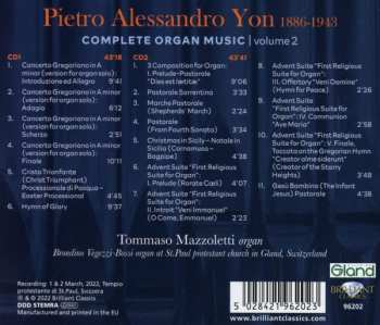 2CD Pietro Alessandro Yon: Complete Organ Music: Volume 2