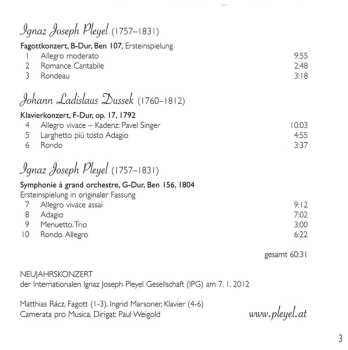 CD Ignaz Pleyel: Concerti & Symphonie
