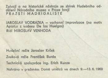 LP Prague Madrigal Singers: Koledy Staré Evropy