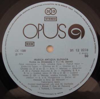 LP Prague Madrigal Singers: Musica Antiqua Slovaca: Hudba 16.-18. Storočia Na Slovensku