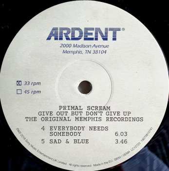 2LP Primal Scream: Give Out But Don't Give Up (The Original Memphis Recordings)