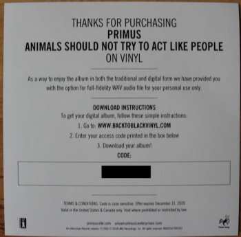 LP Primus: Animals Should Not Try To Act Like People LTD